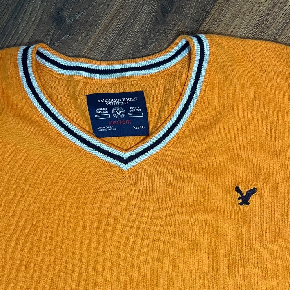American Eagle Outfitters Papaya Orange V-Neck Sweater - Picture 2 of 10